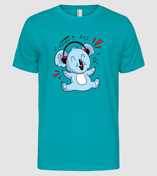Koala iubitor de muzică model turcoaz pe tricou