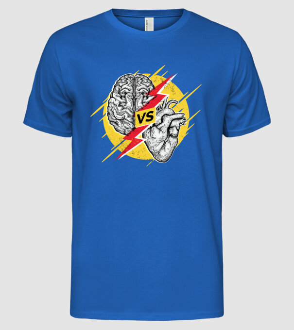 Creier vs. Inimă - Rațiune contra inimă model albastru regal pe tricou