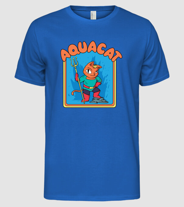Aquacat model albastru regal pe tricou