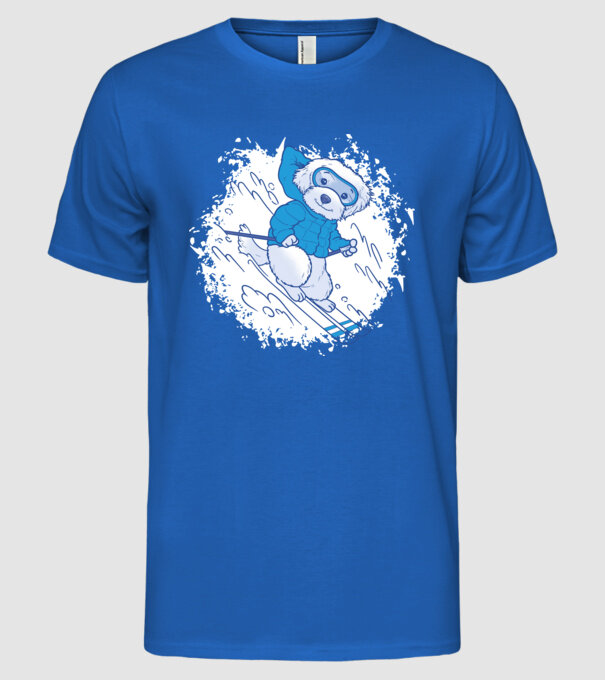 Câine drăguț schiind model albastru regal pe tricou