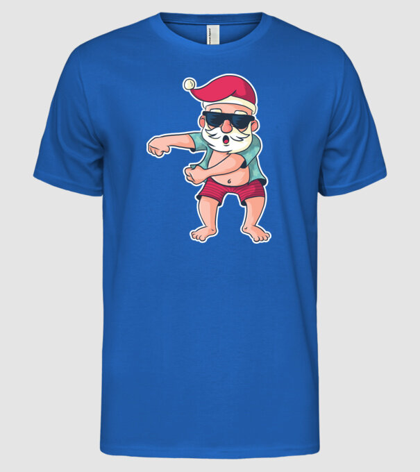 Moș Crăciun dans Floss DAB model albastru regal pe tricou