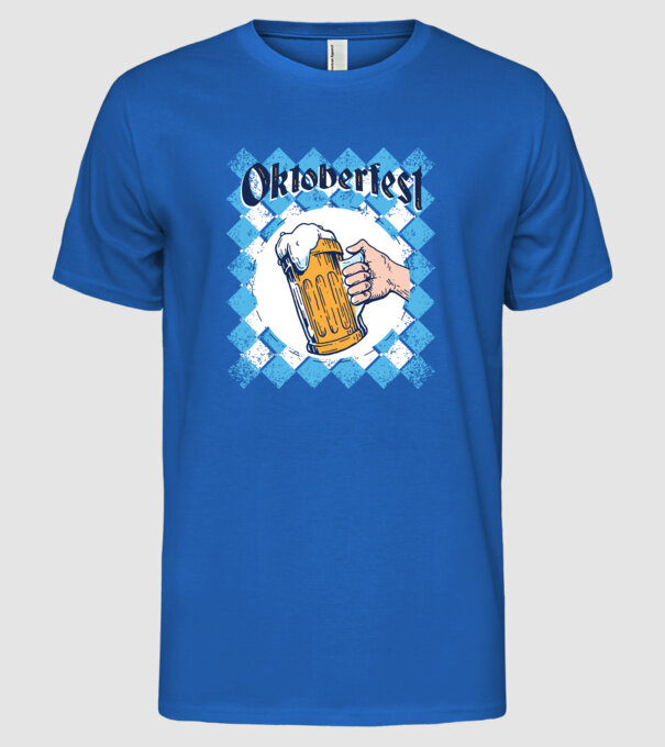 Tricou cu bere Oktoberfest model albastru regal pe tricou