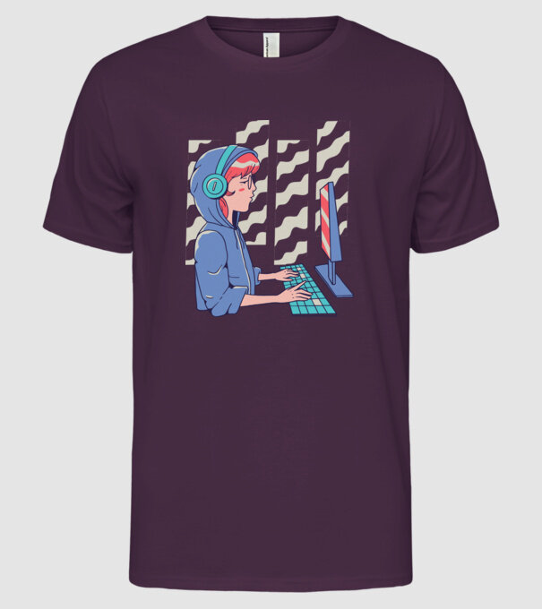 Anime Programator fată model mov pe tricou