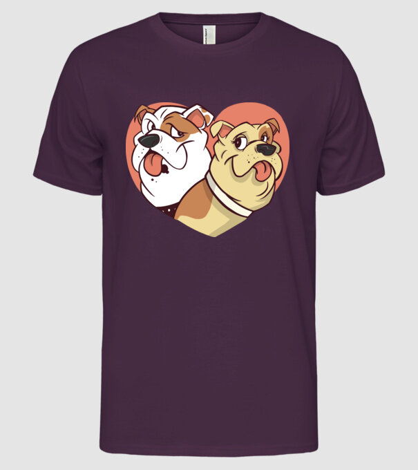 Dragoste Bulldog model mov pe tricou