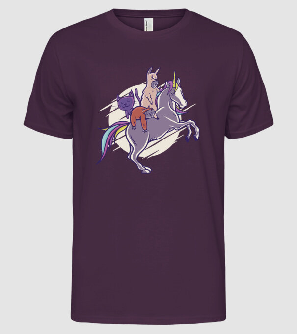 Animale drăguțe pe Unicorn model mov pe tricou