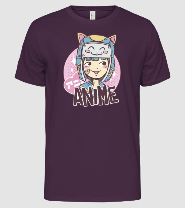 Fată drăguță Anime model mov pe tricou