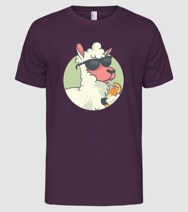Lama drăguț cu cocktail tricou amuzant model mov pe tricou