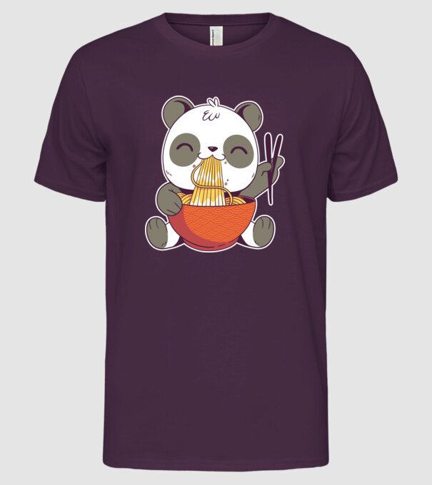 Panda drăguț cu paste model mov pe tricou
