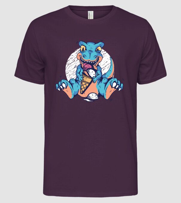 T-rex drăguț cu înghețată model mov pe tricou