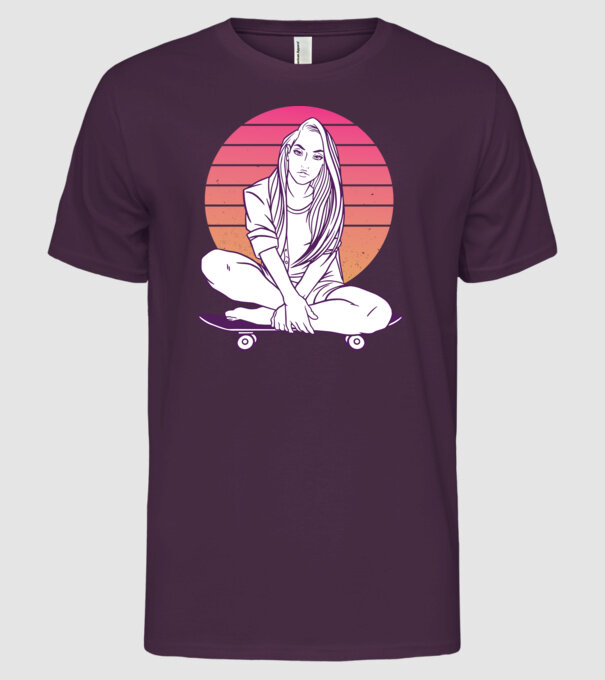 Fată Skateboarder model mov pe tricou