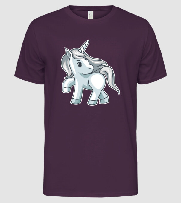 Unicorn de argint model mov pe tricou