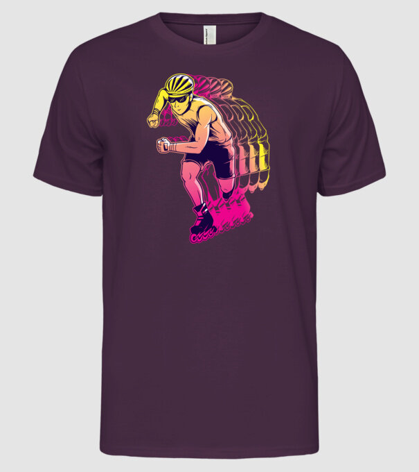 Concurent patine pe rotile model mov pe tricou