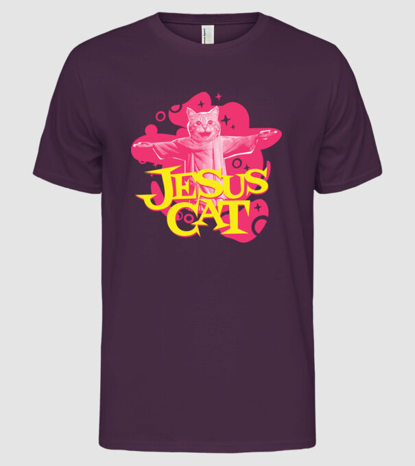 Jesus Cat model mov pe tricou