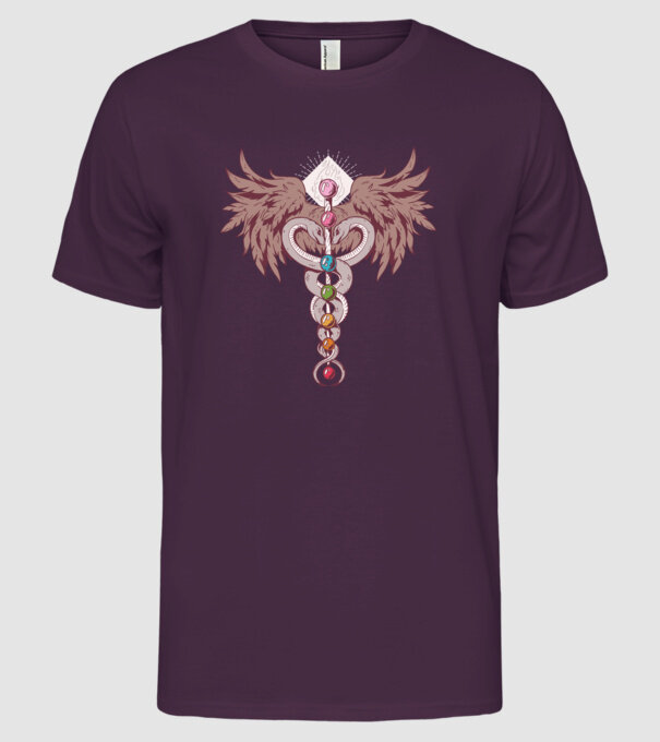 Chakra yoga model mov pe tricou