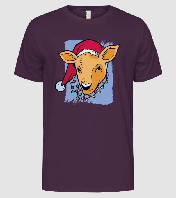 Cerb de Crăciun model mov pe tricou
