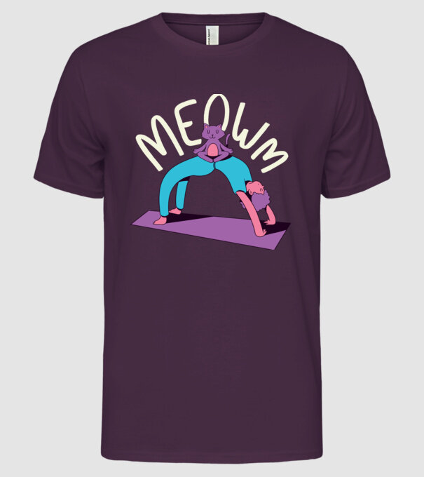 Meowm - Pisică Yoga model mov pe tricou