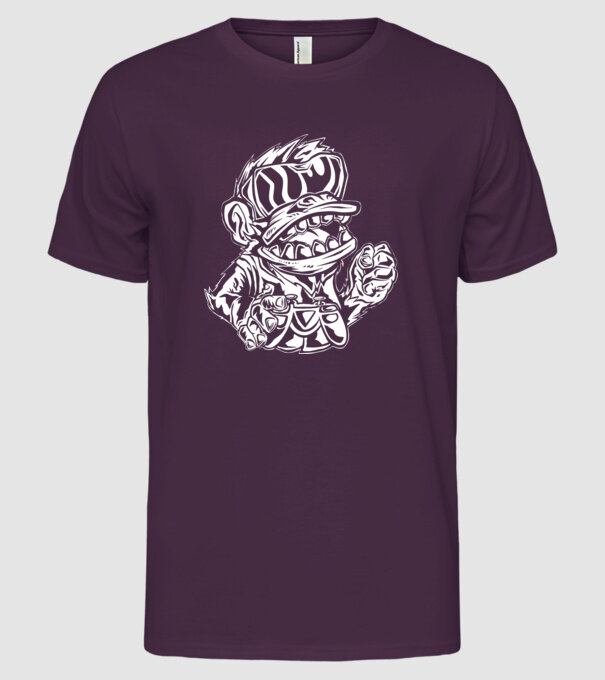 Maimuța Gamer furioasă model mov pe tricou