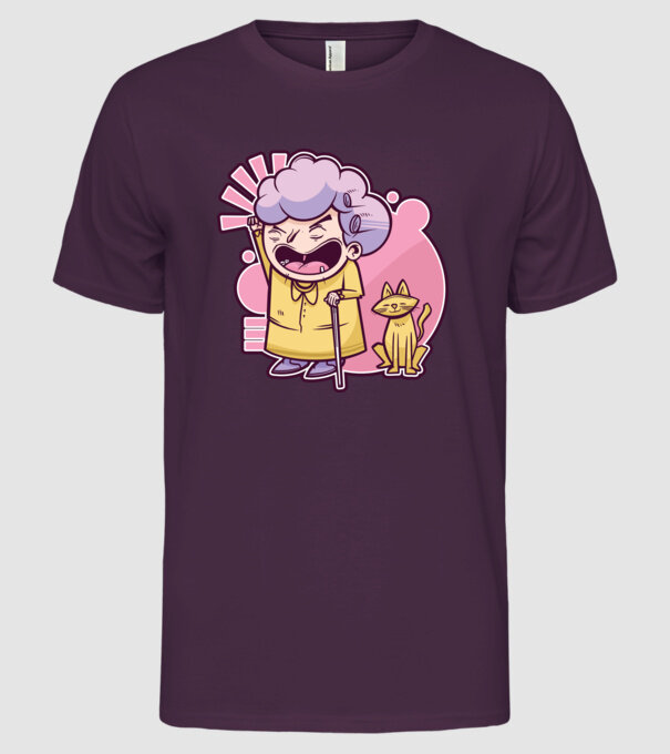 Bunică cu pisică model mov pe tricou