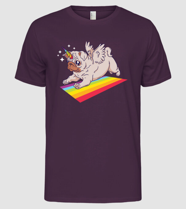 Pugicorn - mops unicorn model mov pe tricou