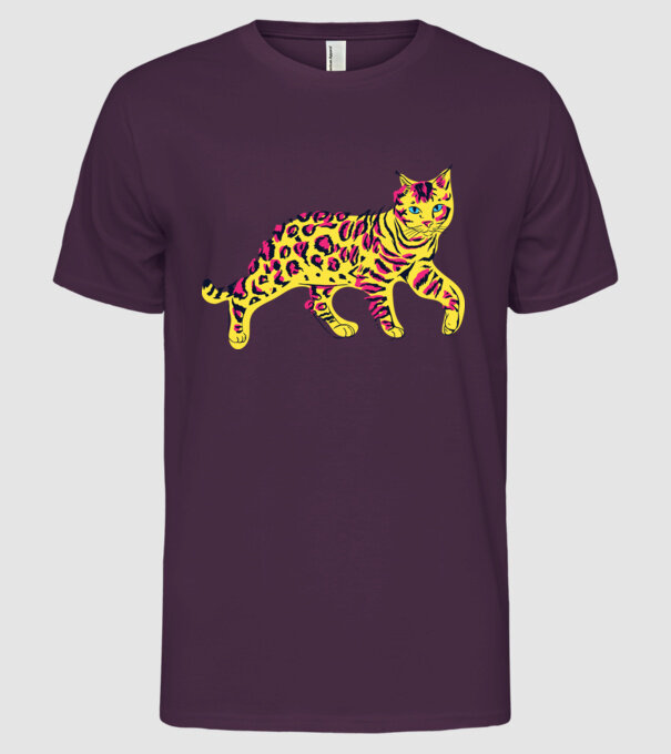 Pisică Abstract colorat model mov pe tricou