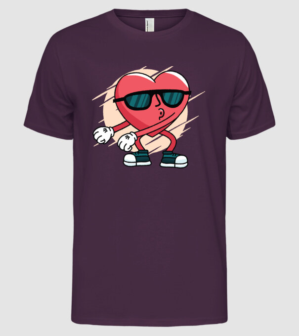 Inimă DAB Floss Heart tricou model mov pe tricou