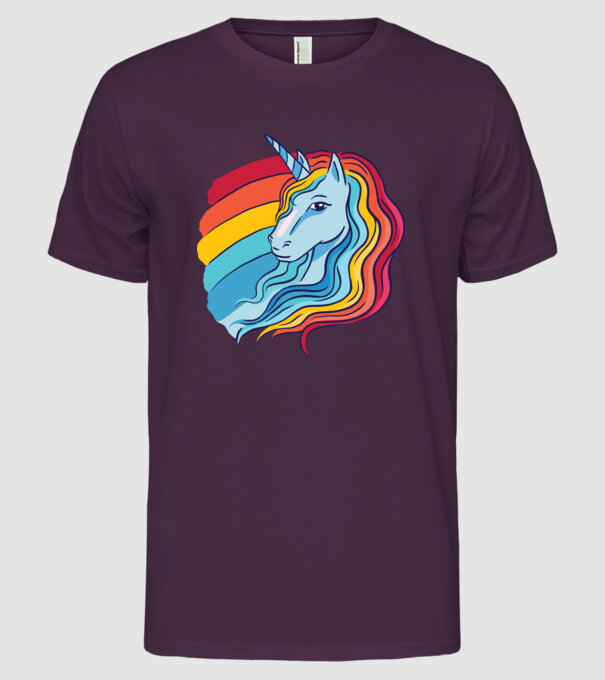 Unicorn cu Curcubeu model mov pe tricou