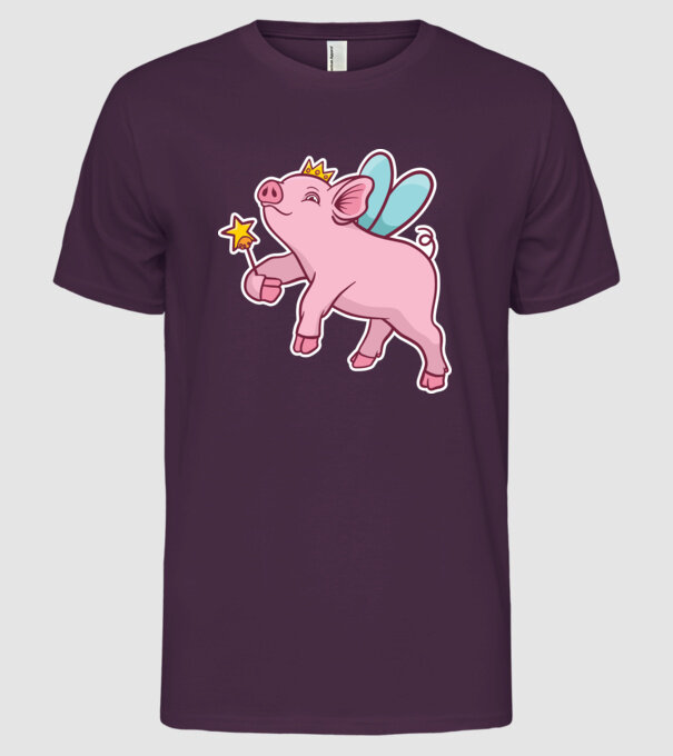 Porcușor zână model mov pe tricou
