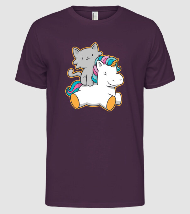 Unicorn Cu pisică model mov pe tricou
