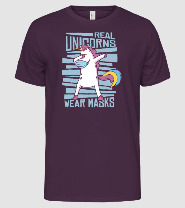 Unicorn DAB Mască model mov pe tricou