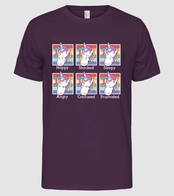 Capete de unicorn model mov pe tricou