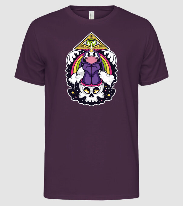 Unicorn Illuminati model mov pe tricou