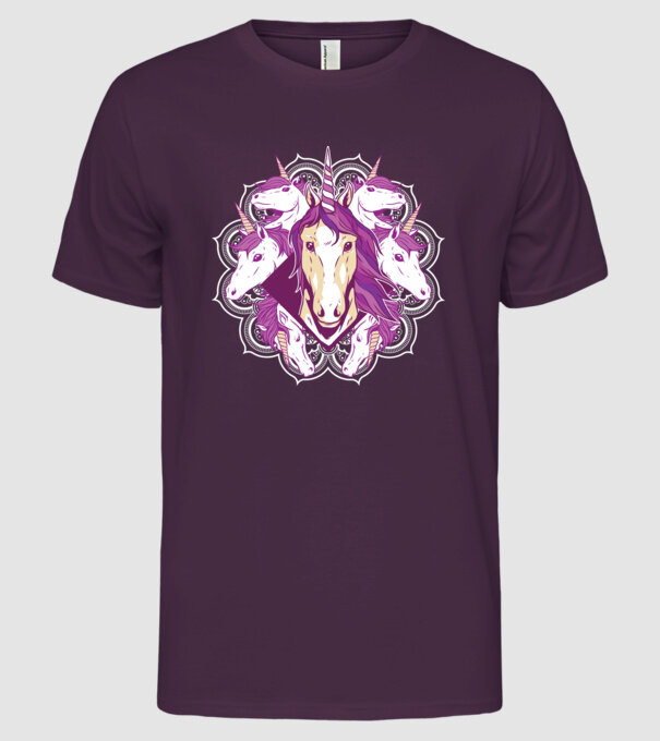 Unicorn Mandala model mov pe tricou