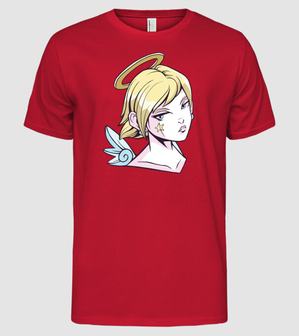 Anime Fată angelică model roșu pe tricou
