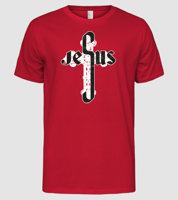 Iisus Cruce model roșu pe tricou