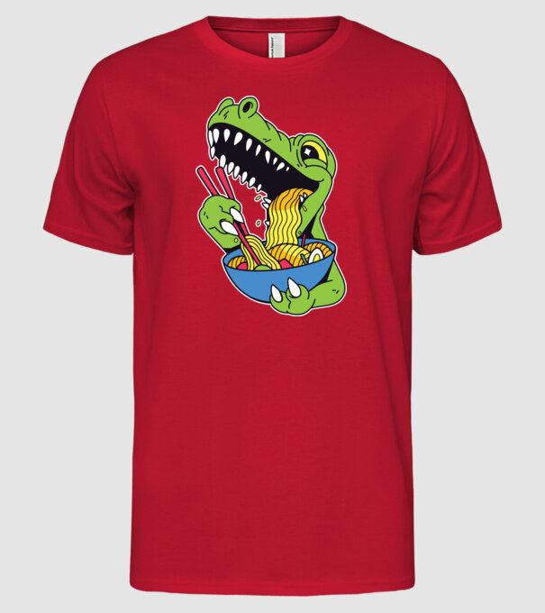 T-rex Ramen model roșu pe tricou
