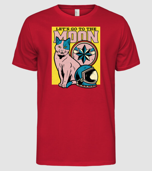 To the moon Pisică model roșu pe tricou