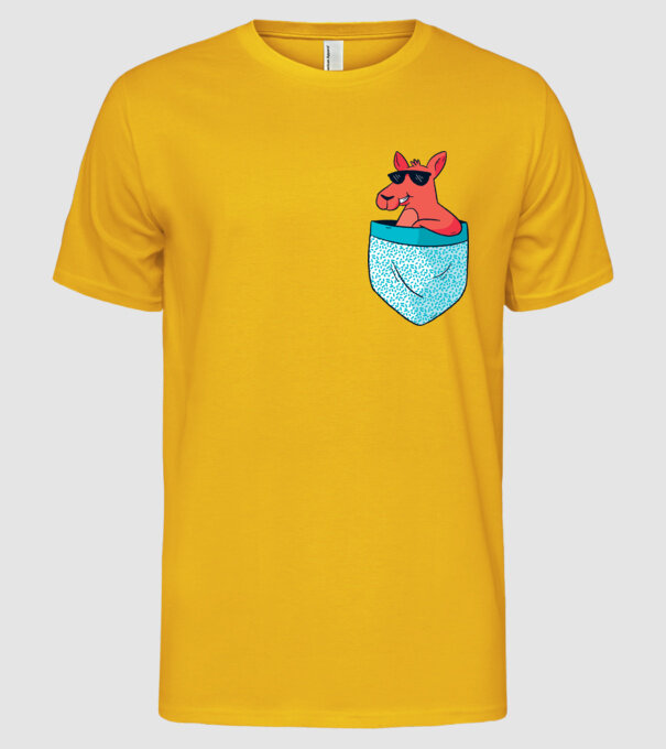 buzunar Cangur model galben pe tricou