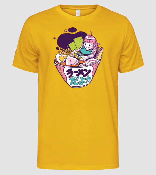 Ramen Anime Gamer fată model galben pe tricou