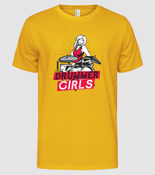 Îmi plac fetele bateriste model galben pe tricou