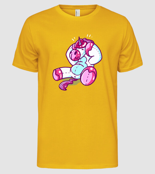 Unicorn cu inimă încornorată model galben pe tricou
