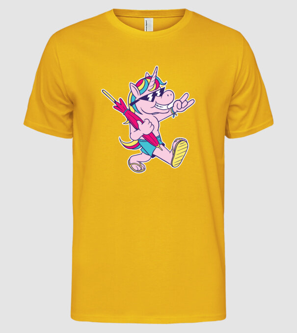Unicorn În vacanță model galben pe tricou