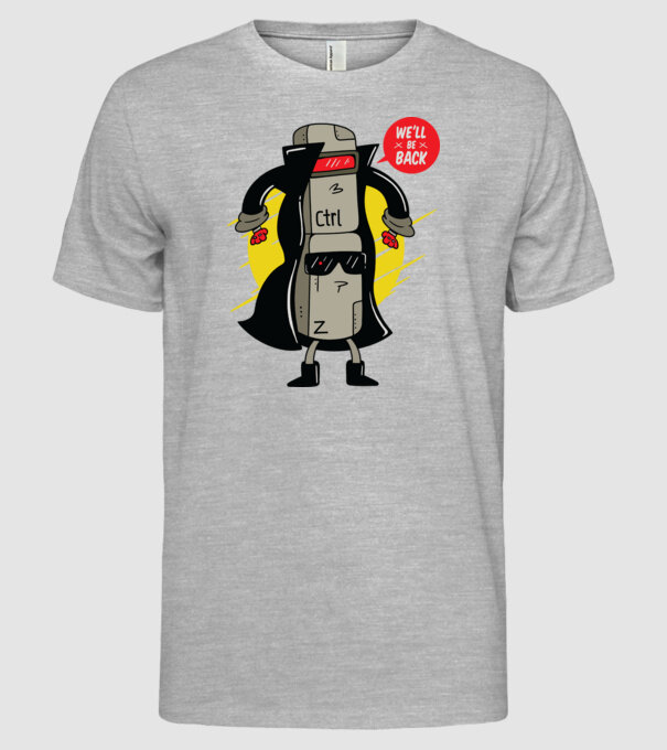 Ctrl Z Terminator Parodie model gri pe tricou