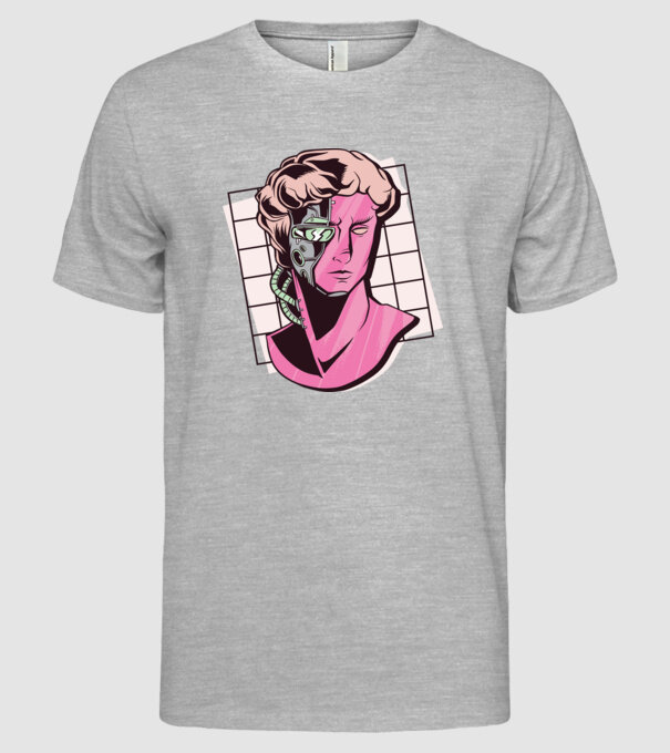 Statuie Cyborg model gri pe tricou
