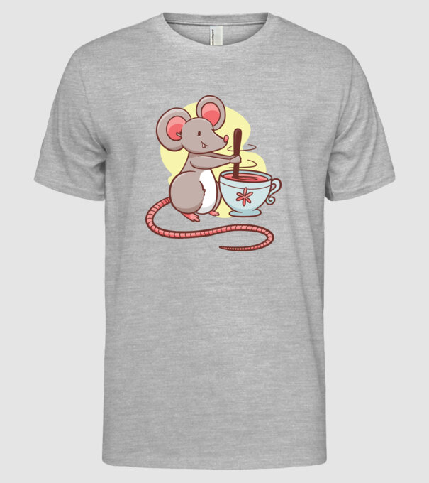 Șoarece cu ceai model gri pe tricou