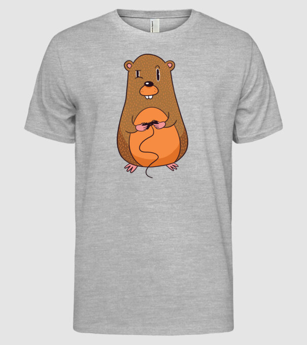 Hamster Gamer model gri pe tricou