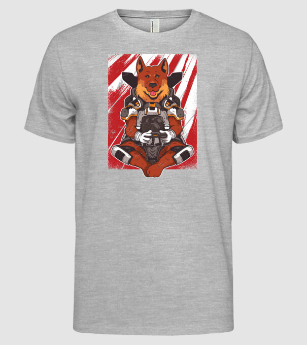 Gamer Ciobănesc german Apex model gri pe tricou
