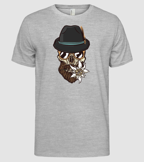 Craniu Hipster model gri pe tricou