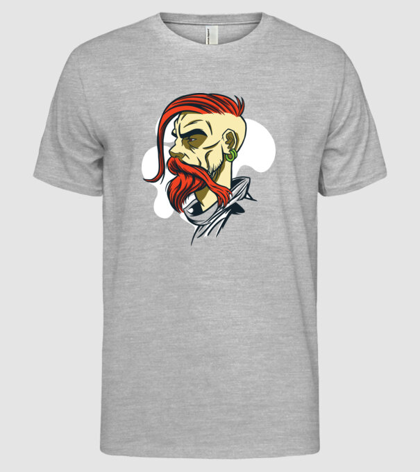 Barbă Hipster model gri pe tricou