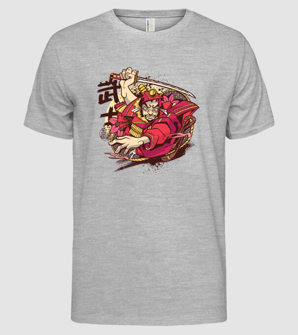 Războinic japonez model gri pe tricou