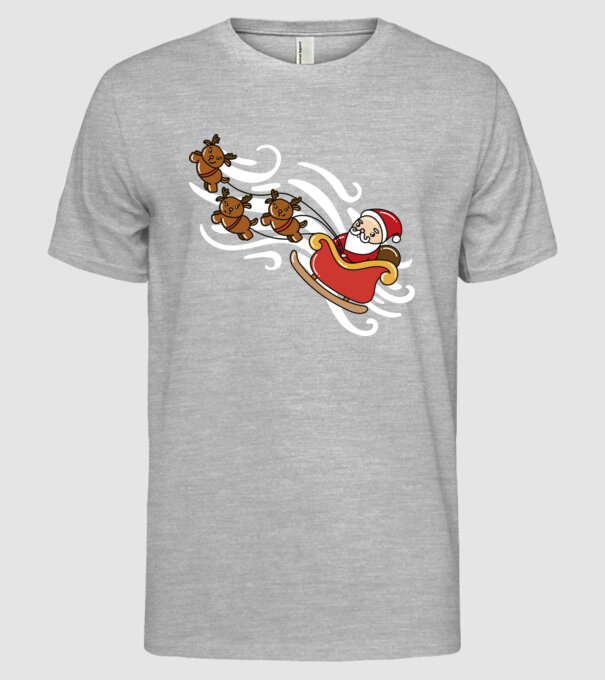 Kawaii sanie Moș Crăciun model gri pe tricou